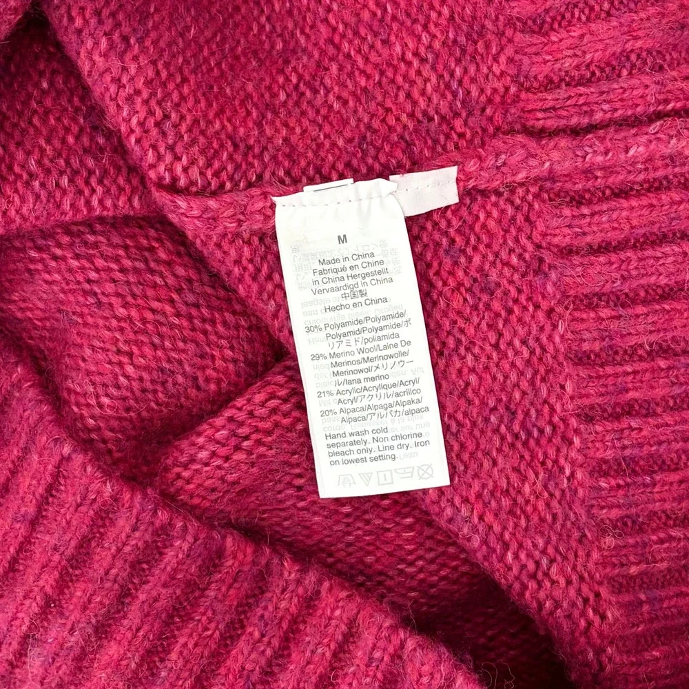 J. CREW Alpaca Blend Crewneck Sweater Pink‎ Merino Wool Heathered Fuchsia Medium